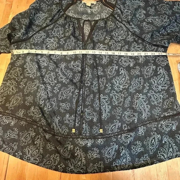 Michael Kors Navy Blue Paisley Print Blouse - Picture 8 of 11